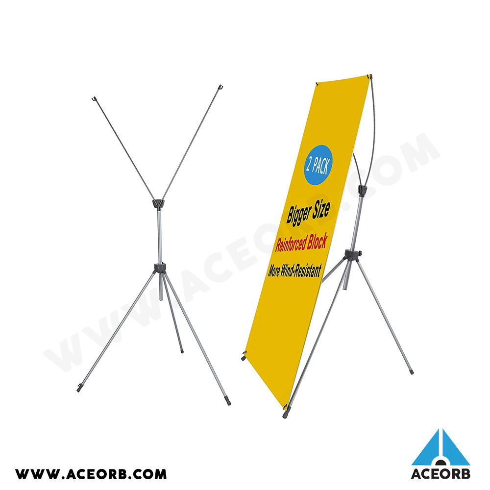 Premium Adjustable X Banner Stand – 24x63 To 31.5x71 – Portable With Oxford Travel Bag